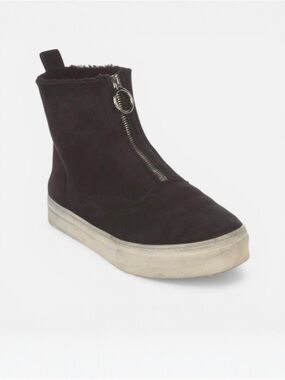 CELINE by Phoebe Philo Black Zip-Front Suede High-Top Sneaker Boot